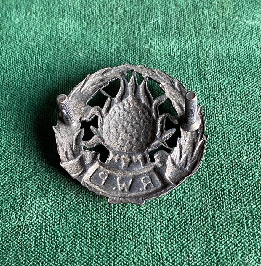 REGT. WESTELIKE PROVINSIE BLACKENED BRASS CAP BADGE-  2LUGS-WORN 1935-1964