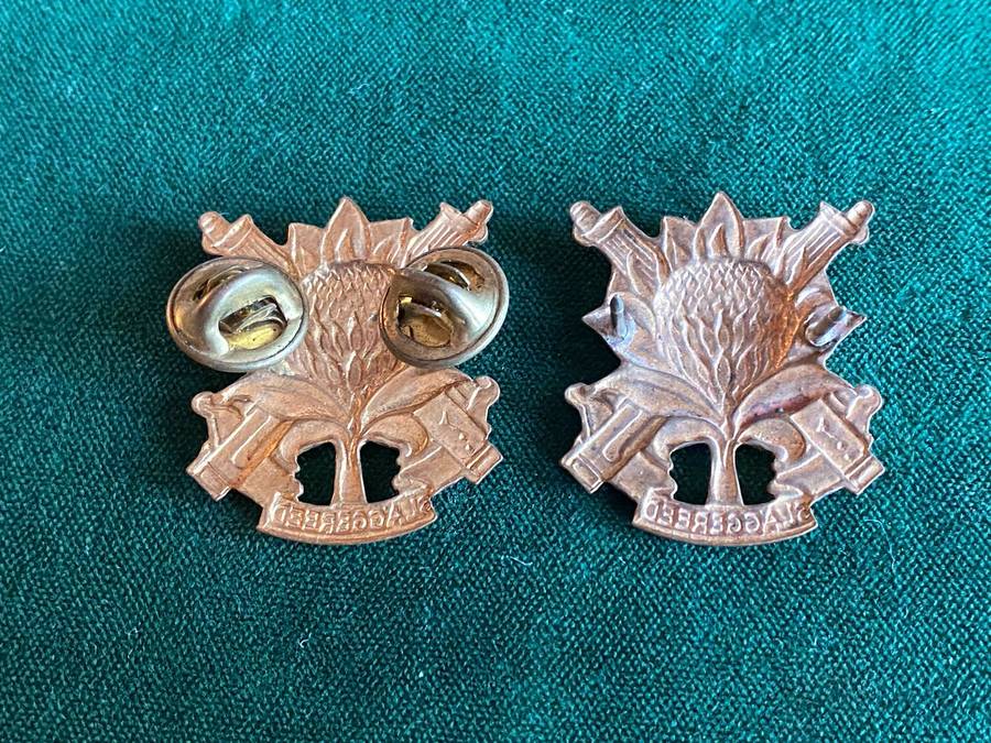 REGT. LANGENHOVEN COLLAR BADGE PAIR-WORN FROM 1956-PINS INTACT