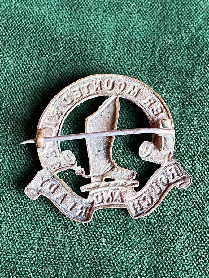 WHITE METAL BORDER MOUNTED RIFLES COLLAR BADGE-WORN 1902-1914-STICK PIN