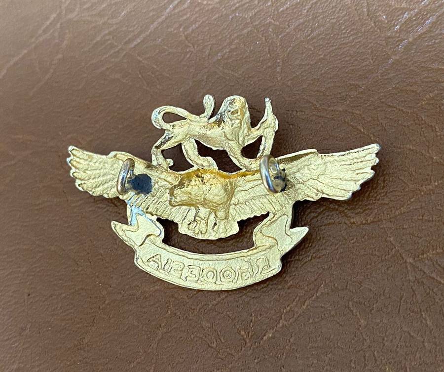 RHODESIAN,ANODISED AIR FORCE CAP BADGE- 2 LUGS 1970-80