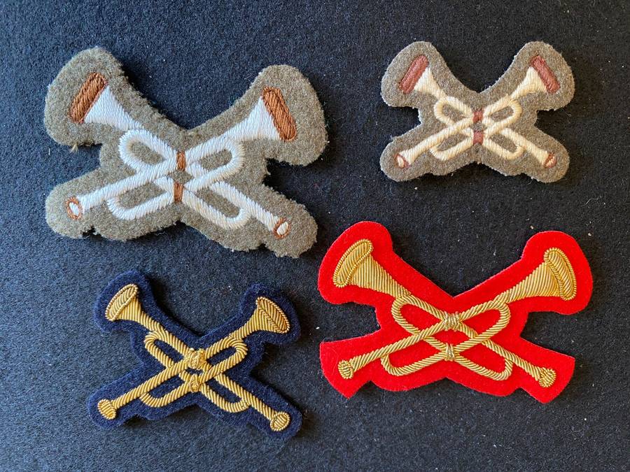 BRITISH BAND-TRUMPETER PROFICIENCY BADGES- 4 SOLD TOGETHER