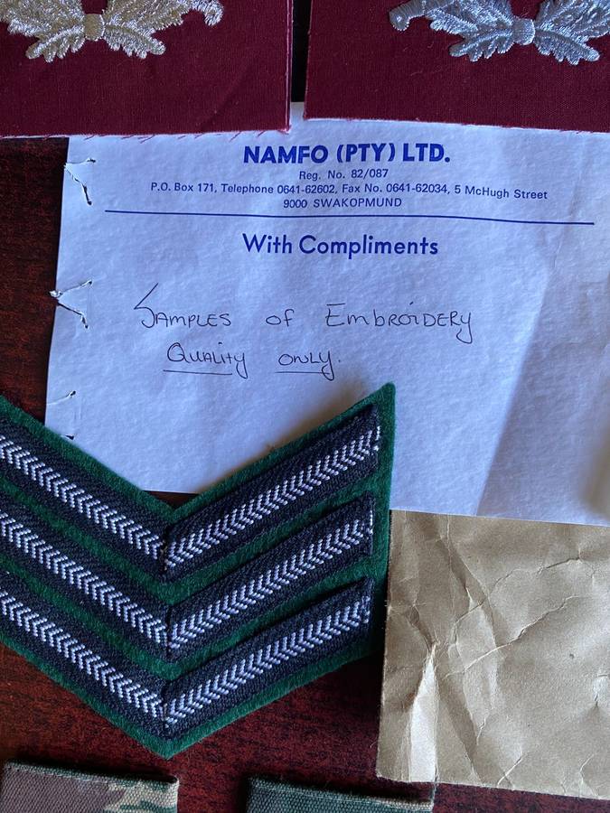 SWA/NAMIBIA-CLOTHING SAMPLES (SOME HISTORY)-FROM COL. RADMORE'S COLLECTION