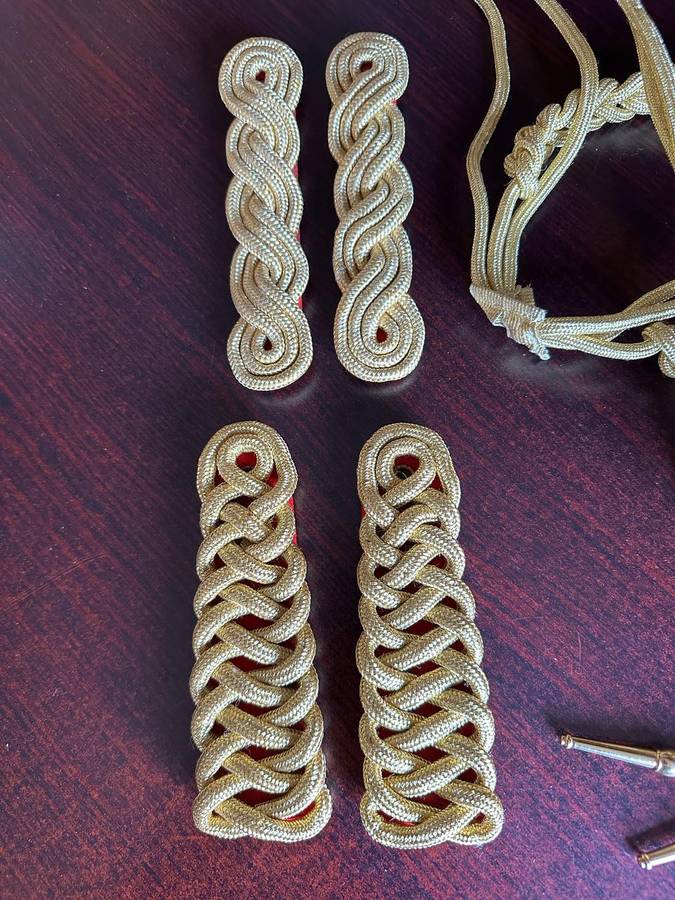 BULLION EMBROIDERED LANYARD AND SHOULDER PADS FOR NAMIBIAN MILITARY BAND