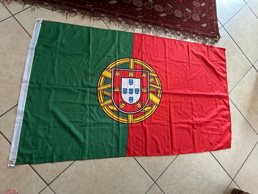 PORTUGAL FLAG-MEASURES 150 X 87 CM- POLYESTER-DOUBLE SIDED-CONDITION UNUSED