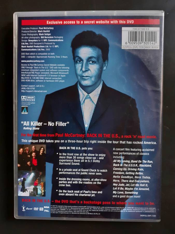 Paul McCartney Back in The US Concert Film (DVD)
