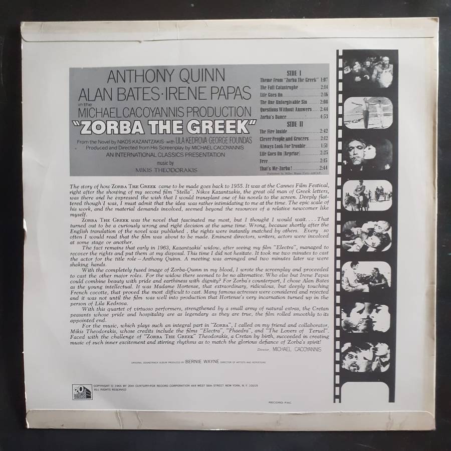 Zorba The Greek (Original Soundtrack) LP Vinyl Record