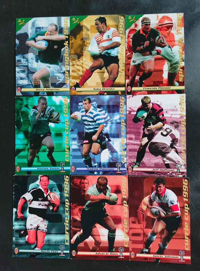 9 Cards of 1996 Sports Deck Currie Cup Card Collection