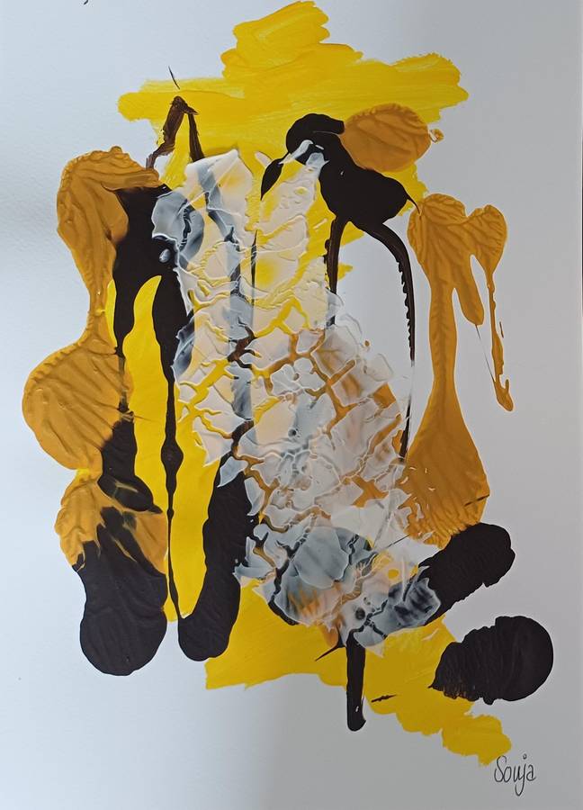 Solution - Acrylics on paper - Abstract Art