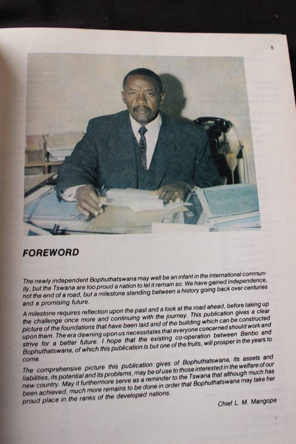 BOPHUTHATSWANA AT INDEPENDENCE. Publication of Bureau for Economic Research re Bantu Development.
