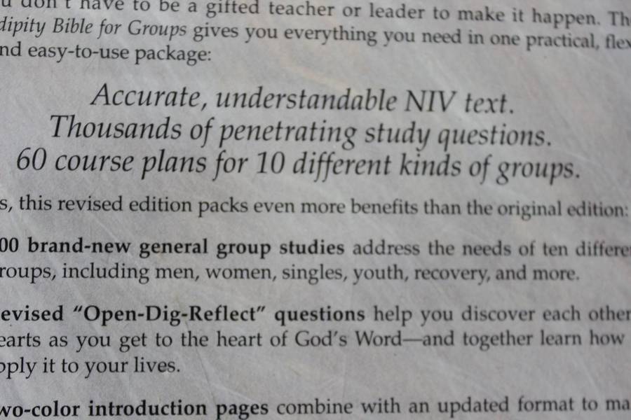 SERENDIPITY BIBLE. 10TH ANNIVERSARY EDITION. For Personal and Small Group study.