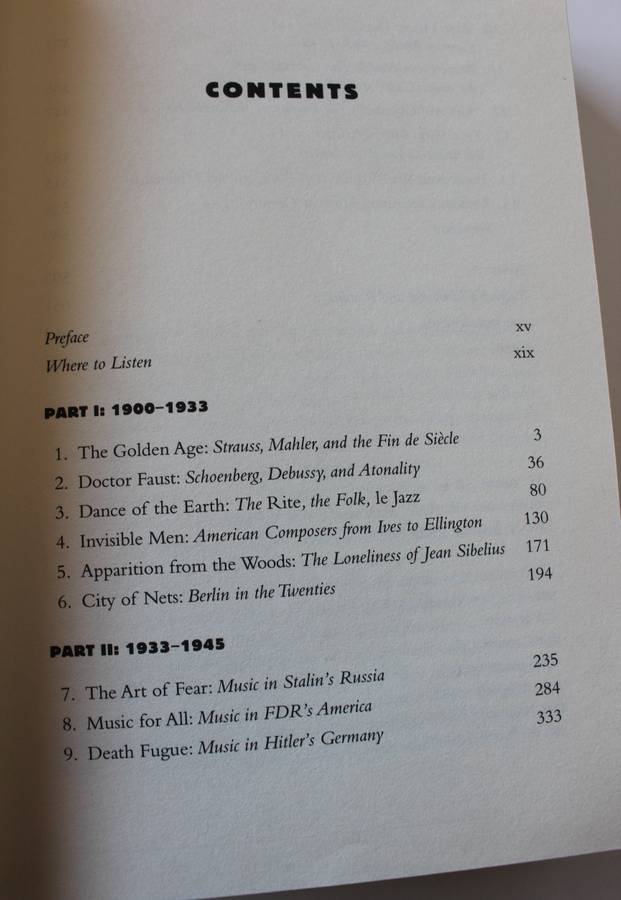 THE REST IS NOISE by Alex Ross. (Including list of greatest recordings of 20th century music)