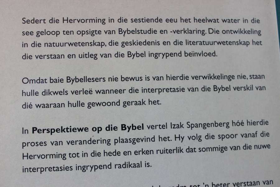 PERSPEKTIEWE OP DIE BYBEL. Izak Spangenberg. (God se Woord in Mensetaal)