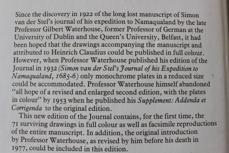 SIMON VAN DER STEL'S JOURNEY TO NAMAQUALAND in 1685. Transcription G.C. de Wet.