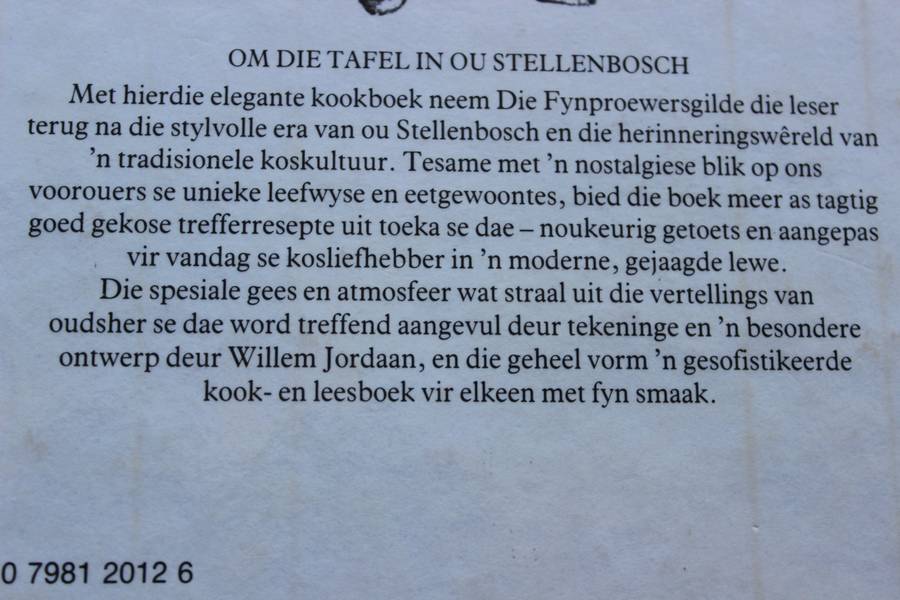 OM DIE TAFEL IN OU STELLENBOSCH. (Die Fynproewersgilde Stellenbosch) deur Magda Pretorius
