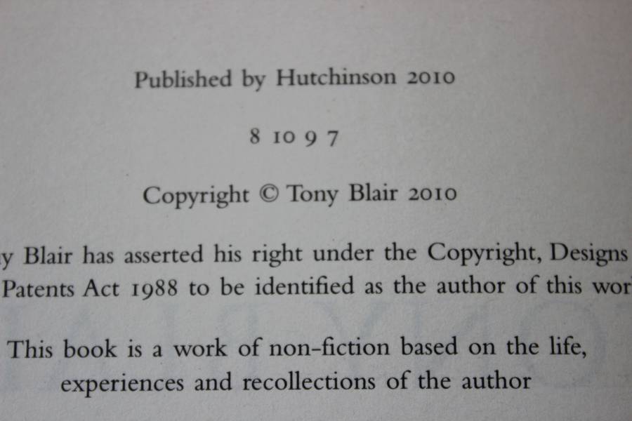 TONY BLAIR  A Journey  (Autobiography)