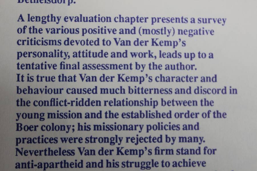 LIFE AND WORK OF DR J. T. H. VAN DER KEMP 1747 - 1811  by Ido H. Enklaar