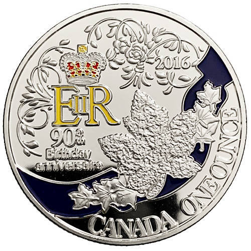 Canada QEII 90th Birthday - Golden Maple Leaf & Crown Gold & Silver Plated Set