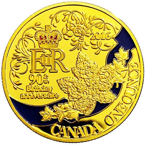Canada QEII 90th Birthday - Golden Maple Leaf & Crown Gold & Silver Plated Set