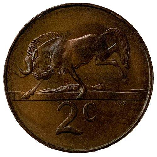 1967 South Africa English 2c uncirculated bronze