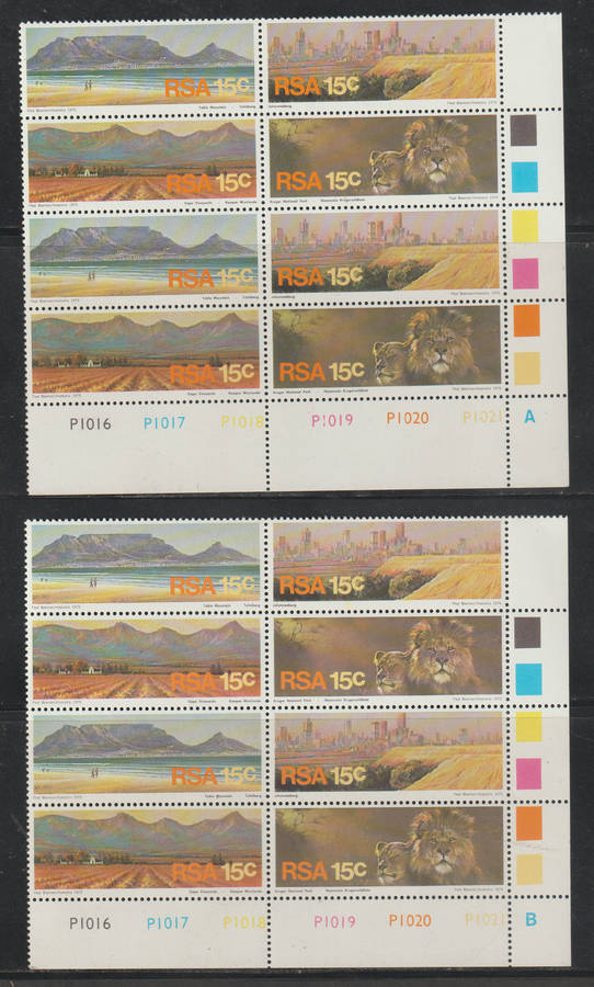 South Africa UMM A+B Blocks of 8 Tourism 1975 CV R1230+
