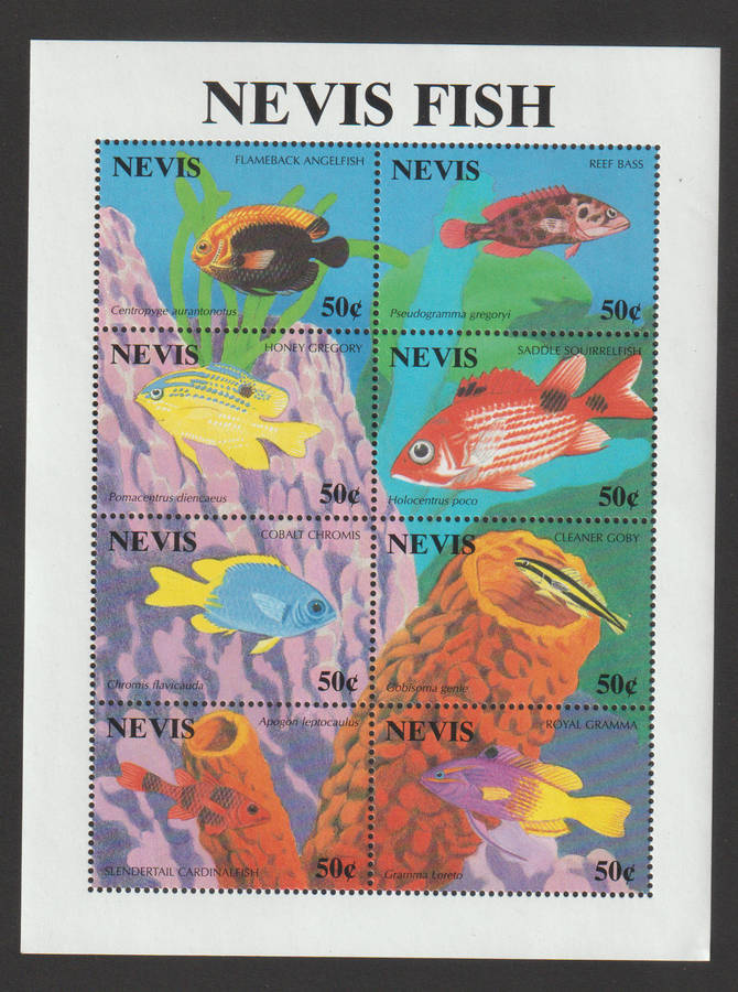Nevis SCARCE UMM Minisheet Fish 1994