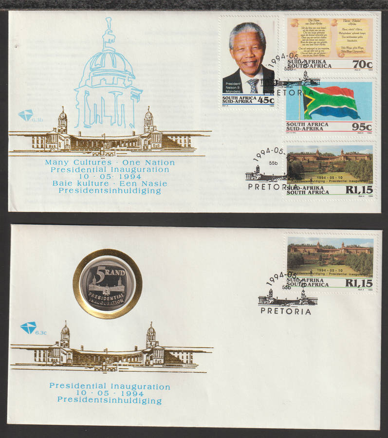 South Africa 1994 Mandela Inauguration FDC With Proof R5 (With Steps) and FDC 6.3b