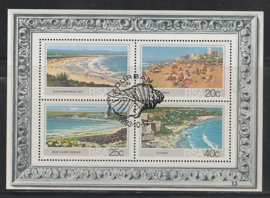 South Africa CTO Minisheet  Tourism Beaches 1983