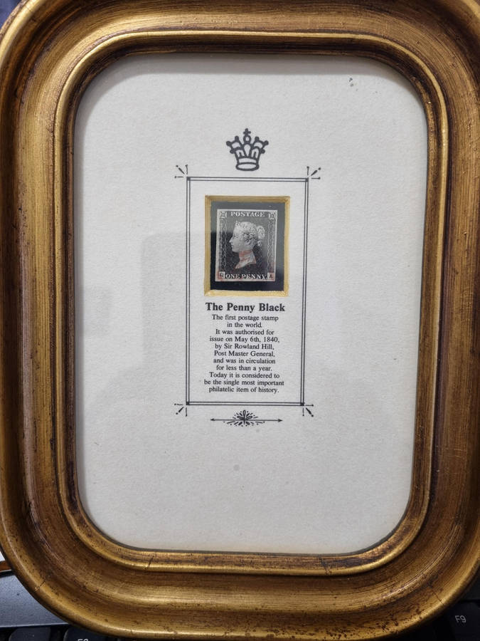 GB 1840 One Penny Black Mounted in Bronze Frame in Presentation Box