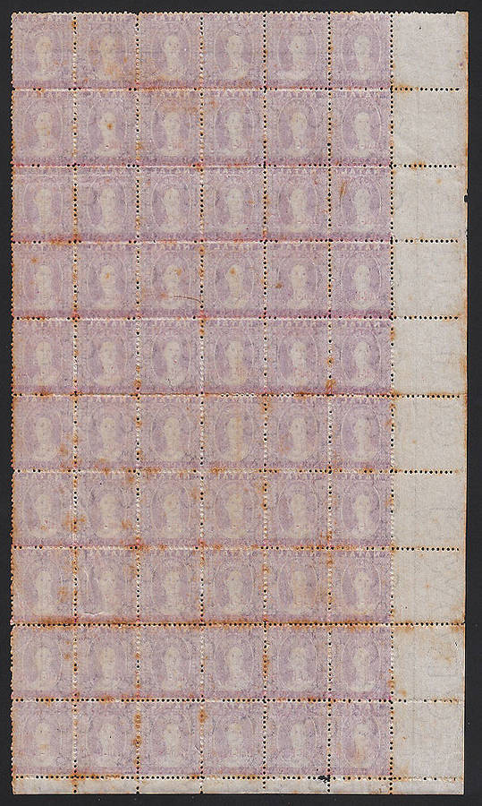 NATAL 1895 SURCHARGES SHEET OF 60 WITH LISTED VAR PLUS ALBUM PAGE WITH 17 SINGLE VARIETIES