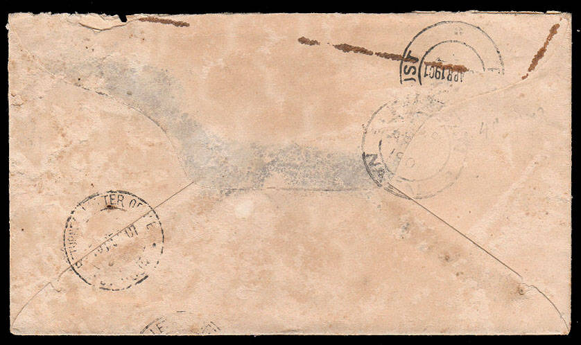 1901 (APRIL) BOER WAR COVER TO VOLKSRUST, BOXED NON-RECLAME AND ENDORSED NOT AT TRANSVAAL, HOLD