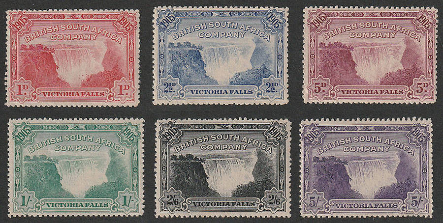 RHODESIA BSAC 1905 VICTORIA FALLS SET 6 VALUES FINE/VERY LMM. SACC 89-94