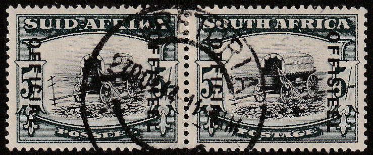 UNION 1940 OFFICIALS 5s TYPE III OFFICIAL AT LEFT FINE USED PAIR. SACC 35 CAT R2200