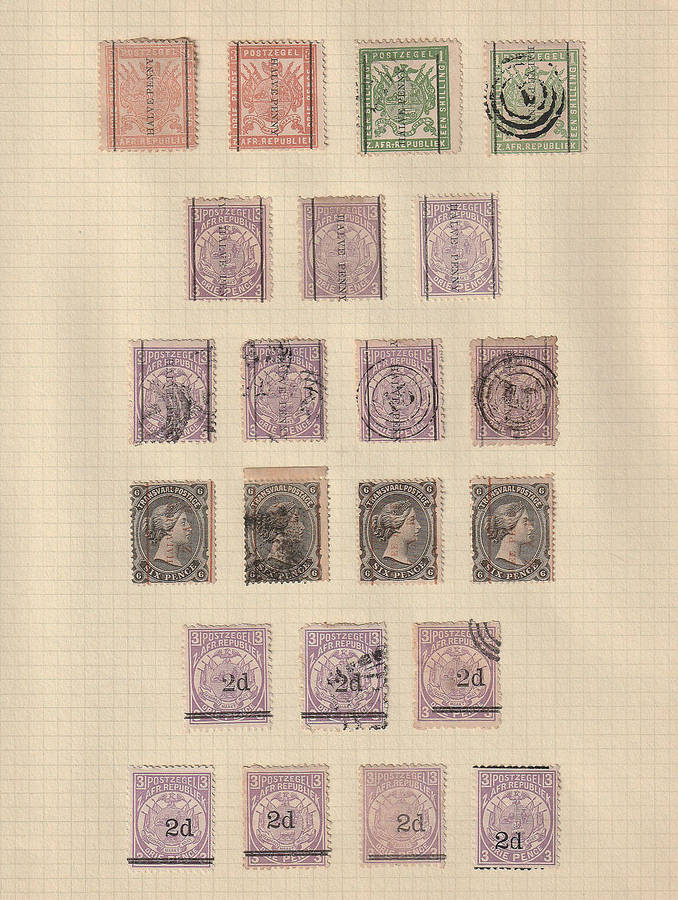 TRANSVAAL 1882-1887 MOSTLY USED SELECTION ON 2 PAGES. UNCHECKED BUT SEEMS TO BE IN GOOD CONDITION