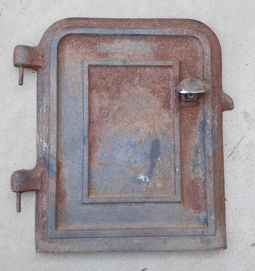 Vintage cast iron oven door as per photo