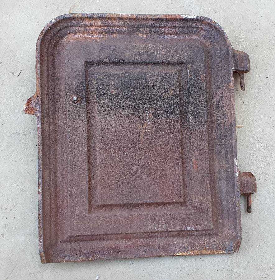 Vintage cast iron oven door as per photo