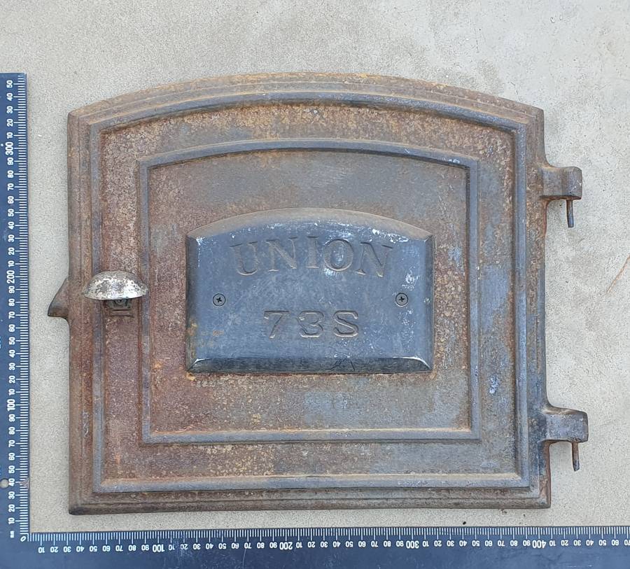 Vintage cast iron UNION 73S oven door as per photo