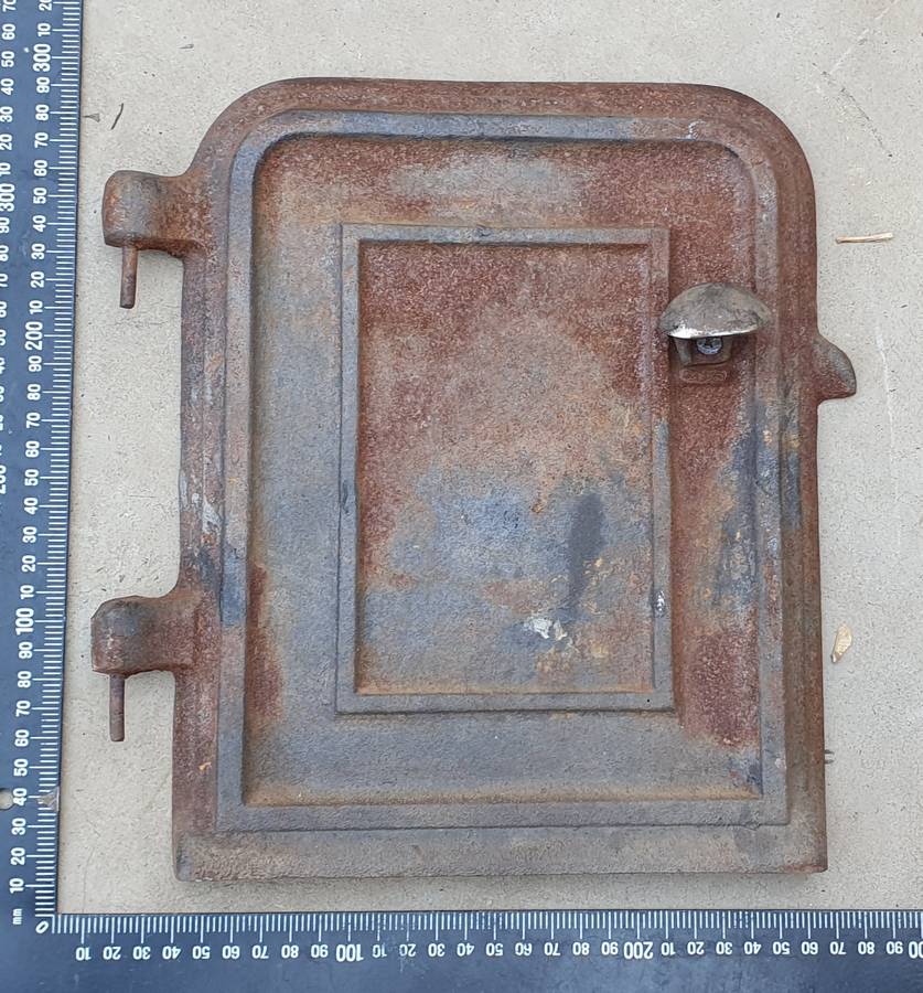 Vintage cast iron oven door as per photo