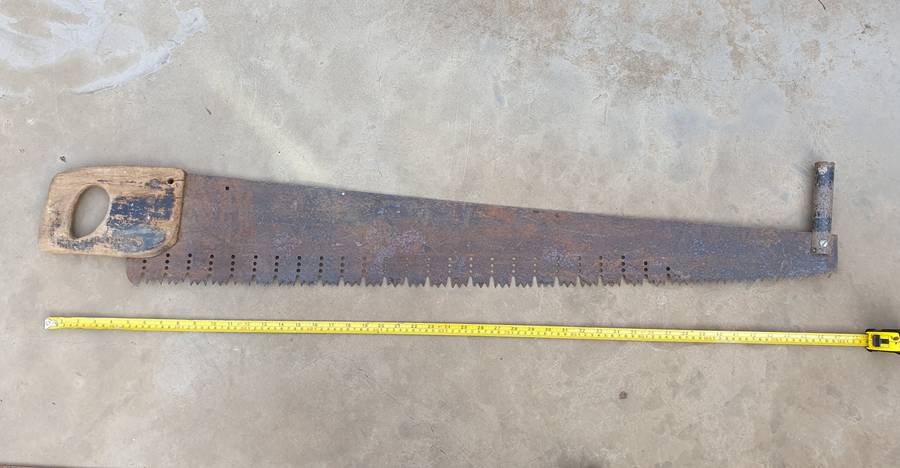 Vintage two man crosscut pull saw as per photos
