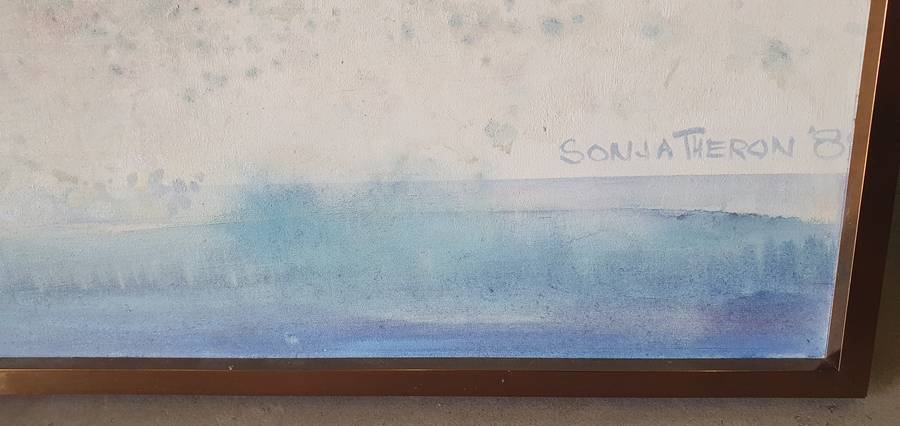 Original framed mixed medium painting by SONJA THERON as per photos
