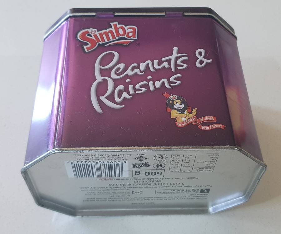 SIMBA PEANUTS & RAISINS tin as per photo