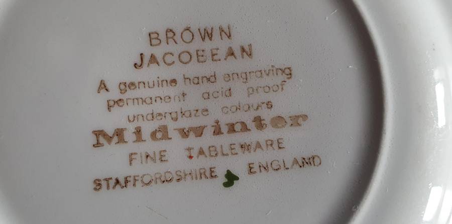 BROWN JACOEEAN - MIDWINTER Staffordshire England plate as per photos