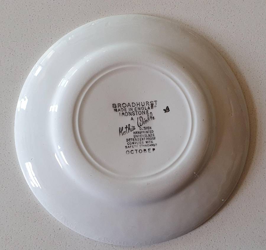 Broadhurst made in England ironstone plate - Kathie Winkle -October - as per photos