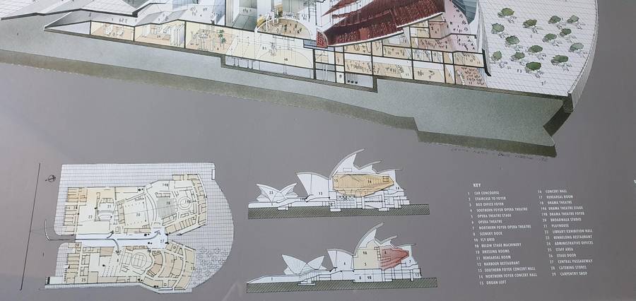 Vintage framed architectural poster of the Sydney opera house -  as per photo
