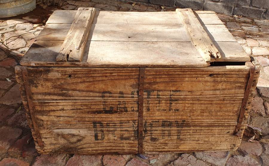 Vintage wooden CASTLE BREWERY crate as per photos