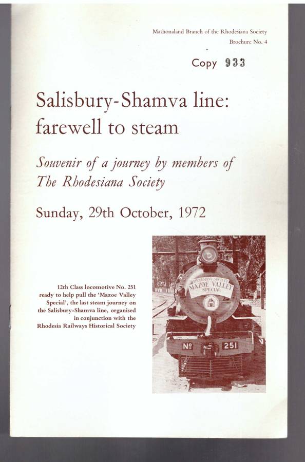 6 Brochures of the Mashonaland Branch of the Rhodesiana Society - 1971-76