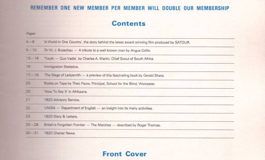 The 1820 (Settlers Association of South Africa) August 1976