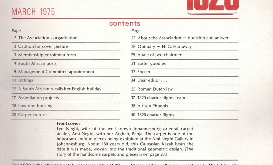 The 1820 (Settlers Association of South Africa) 3 March 1975
