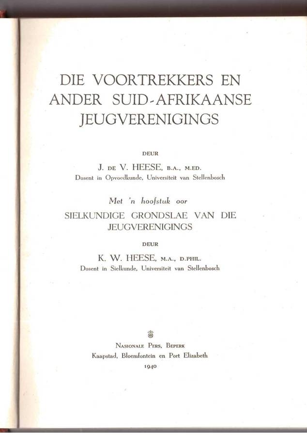 Die Voortrekkers en ander Suid-Afrikaanse Jeugverenigings