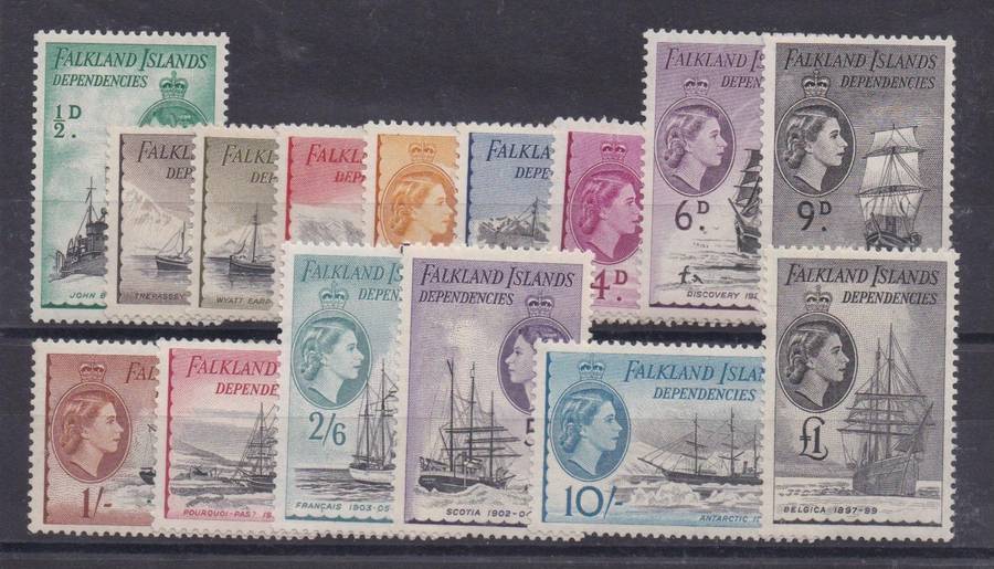 Falkland Is Dependencies 1954 QEII set of 15 values very fine unmounted mint