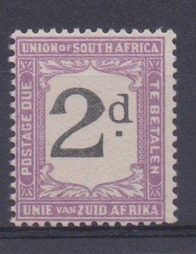 South Africa Postage Due 1922 2d with frame offset on reverse, very fine unmounted mint